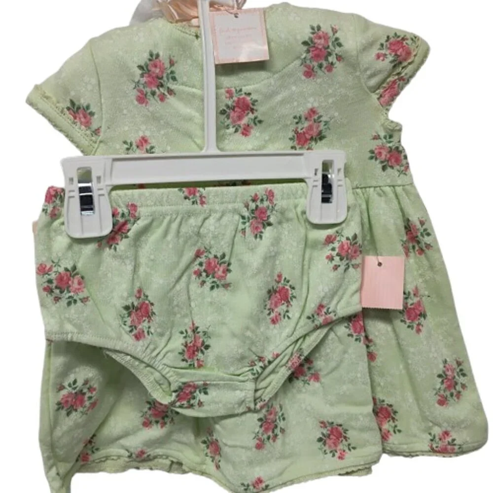 First Impressions 100% Cotton 3 Piece 0-3 Month Dress, Bottoms, and Hat NWT